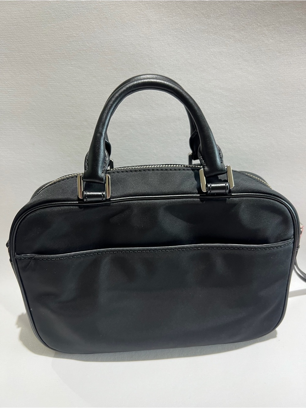 Michael Kors Black Nylon Dual-Pocket Crossbody Satchel with Chain Strap - Picture 2 of 8